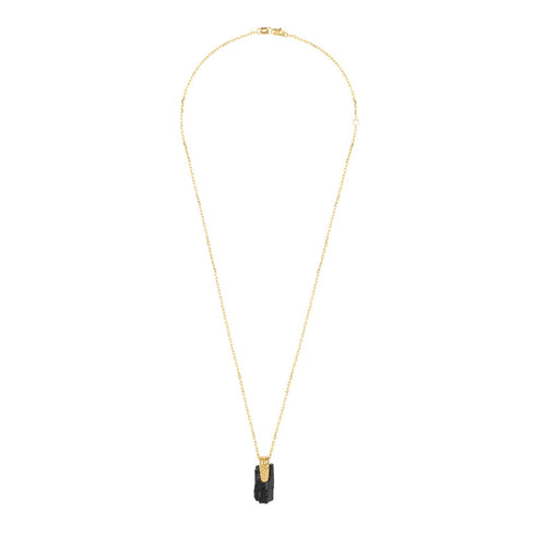 Gold necklace with black tourmaline women's Le Voyage