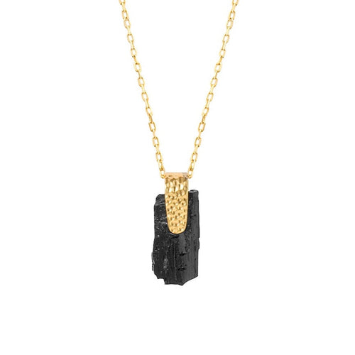 Gold necklace with black tourmaline women's Le Voyage