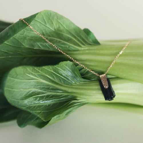 Gold necklace with black tourmaline women's Le Voyage