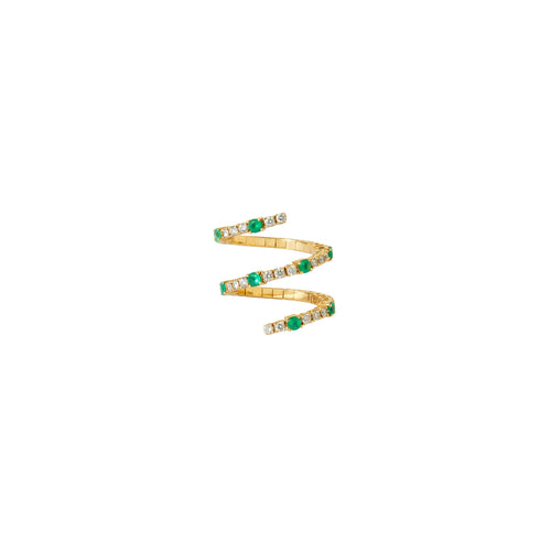 Ceremony Diamonds and Emerald Gold Ring