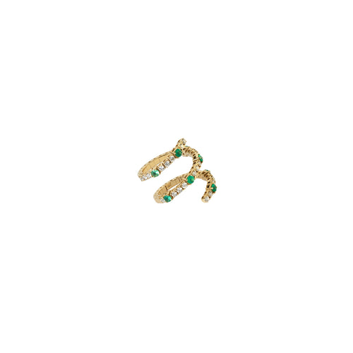 Ceremony Diamonds and Emerald Gold Ring