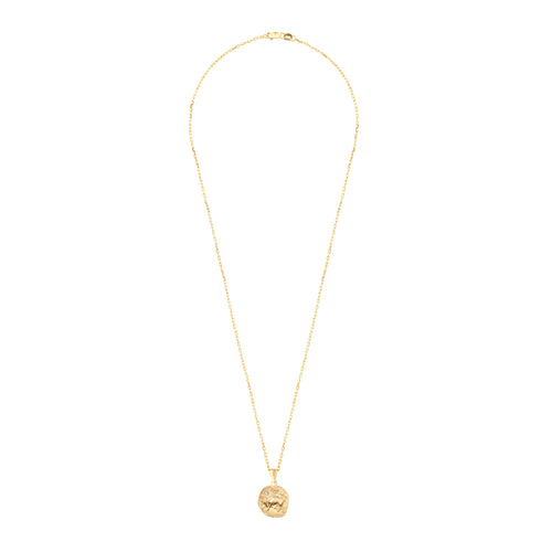 Gold necklace with medallion with the zodiac sign Taurus Le Voyage