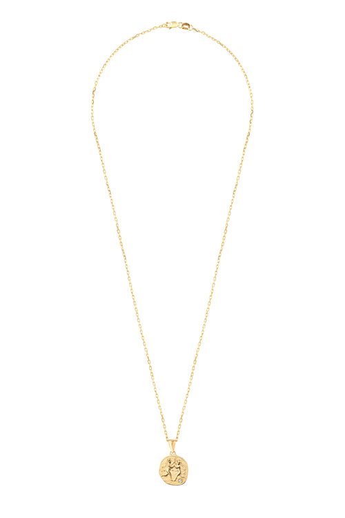 Gold necklace with medallion with zodiac sign Gemini Le Voyage