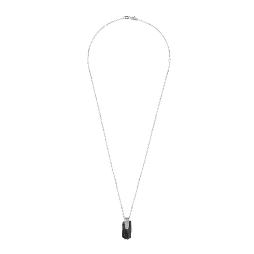 Silver necklace with black tourmaline womens Le Voyage