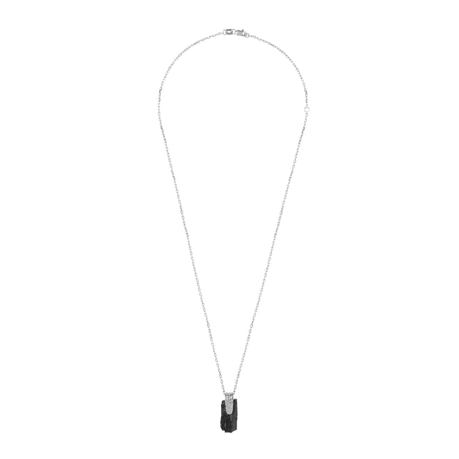 Silver necklace with black tourmaline womens Le Voyage