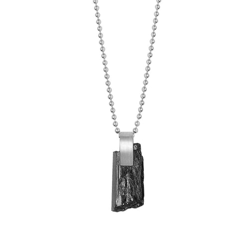 Silver necklace with black tourmaline men's Le Voyage