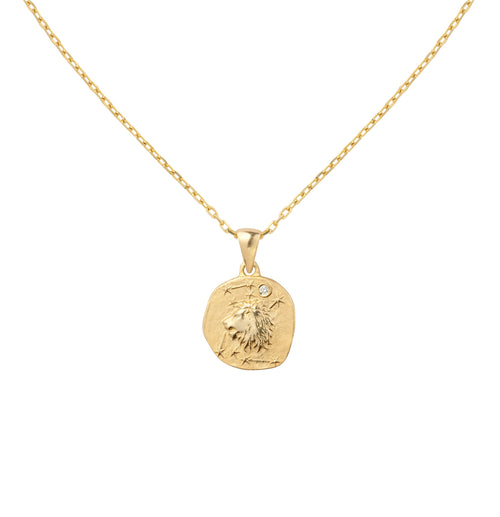 Gold necklace with medallion with the zodiac sign Leo Le Voyage