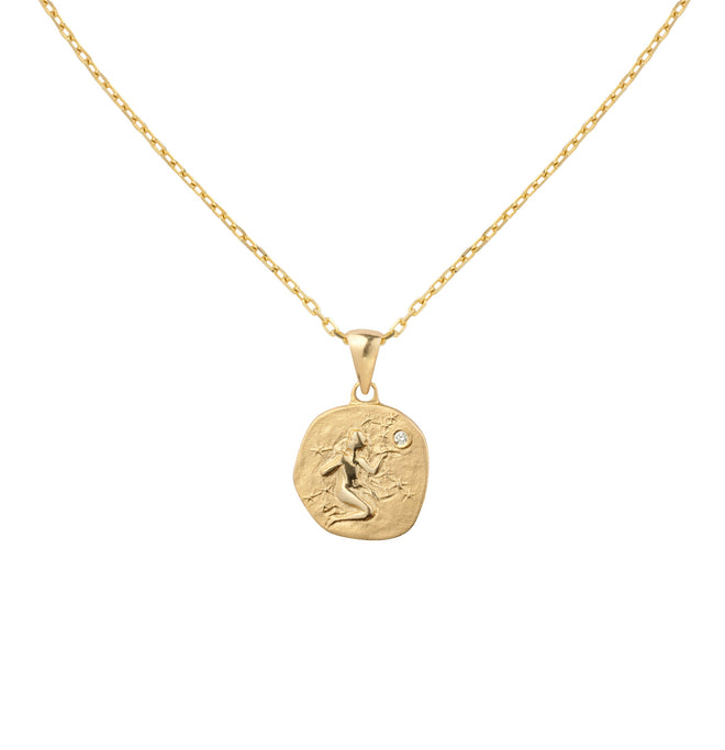 Gold necklace with medallion with the zodiac sign Virgo Le Voyage