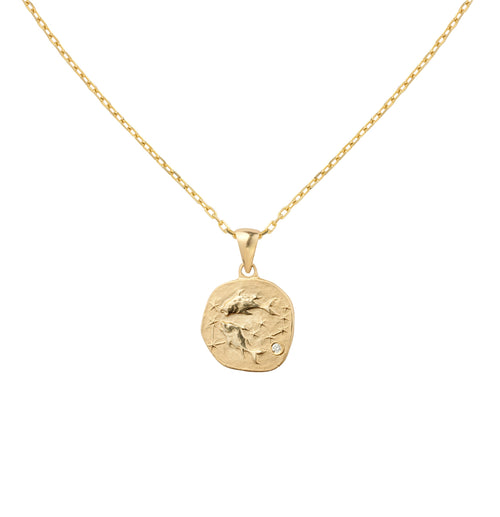 Gold necklace with medallion with the zodiac sign Pisces Le Voyage