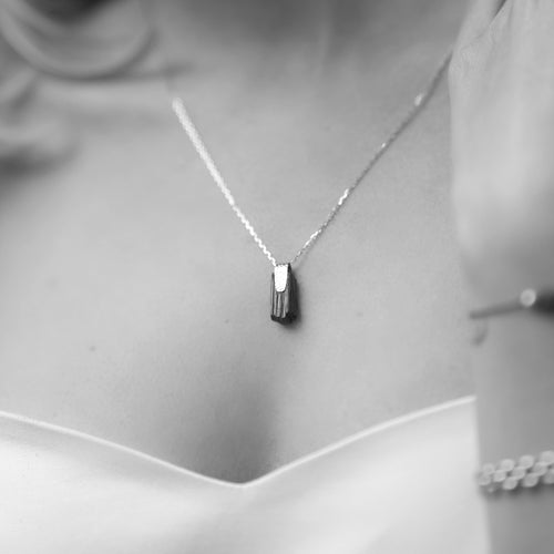 Silver necklace with black tourmaline womens Le Voyage