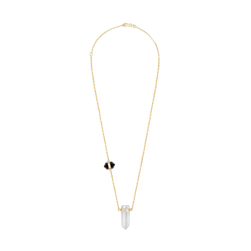 Gold Necklace With Two Crystals