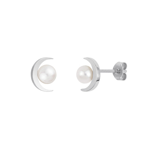 New Moon Silver Earrings