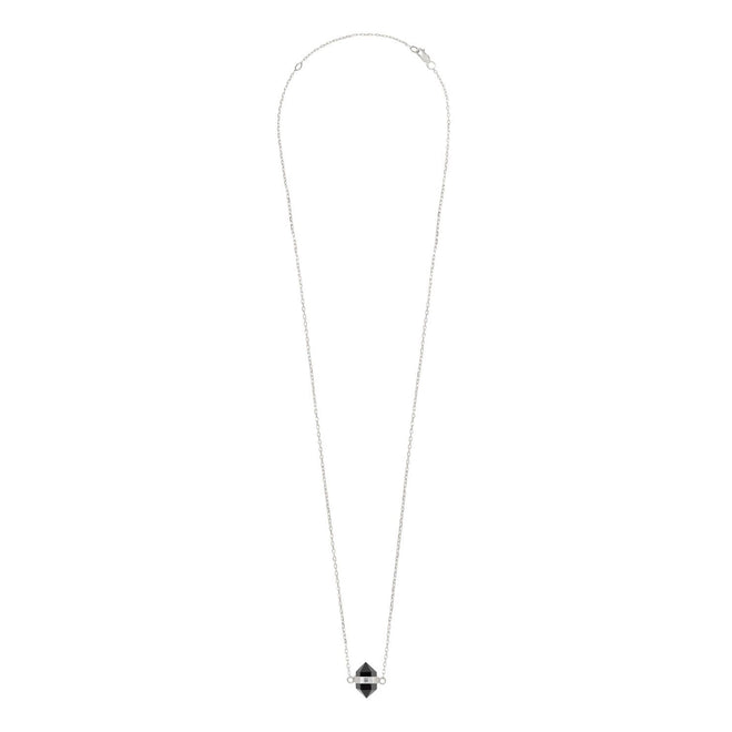 Black Onyx Silver Necklace 55