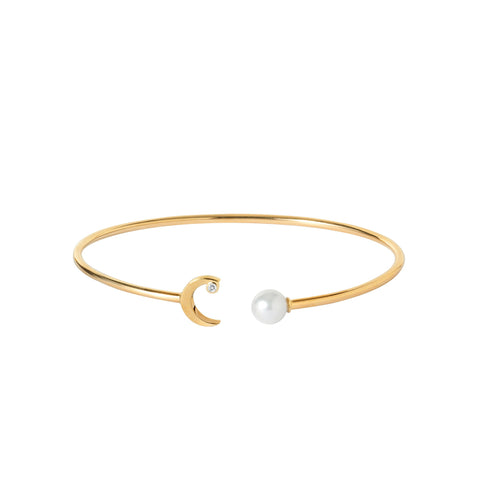 New Moon Bracelet Pearl Gold