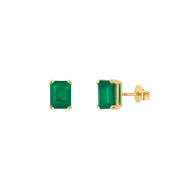 Emerald Cut Green Aventurine Earrings