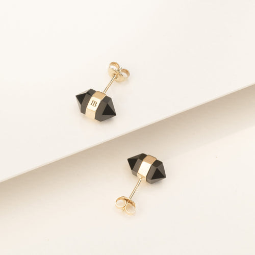 Black Onyx Gold Earrings