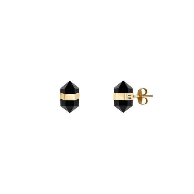 Black Onyx Gold Earrings