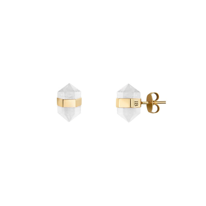 Clear Quartz Gold Earrings
