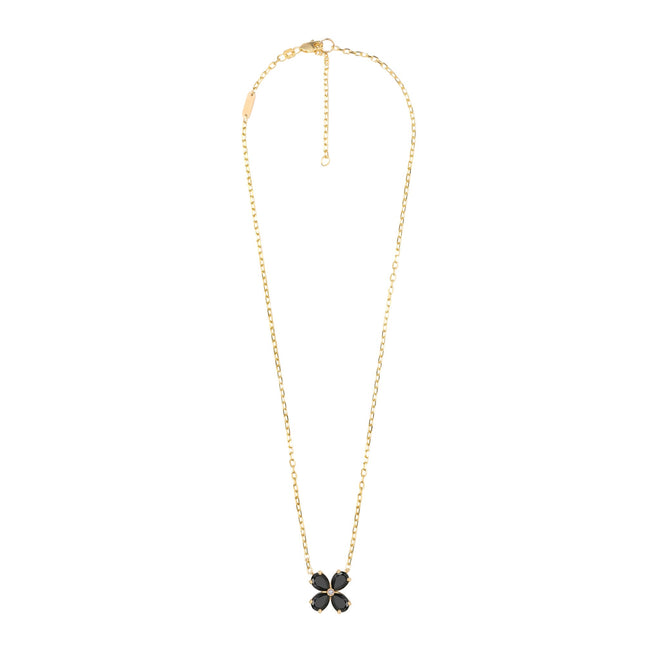 Black Sapphire Clover Gold Necklace