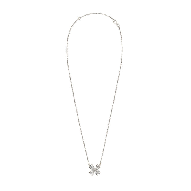 White Topaz Clover Gold Necklace