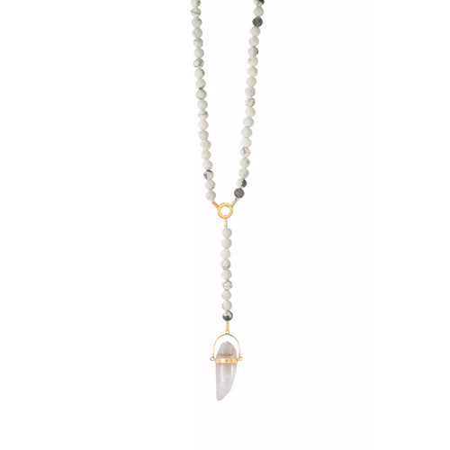 White Howlite Gold Necklace